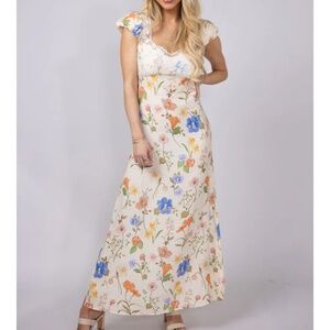 ACOA Floral Lace Maxi Dress